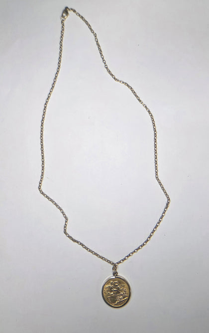 Full Soverign With 9ct Mount And chain