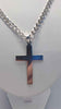 925 Sterling Silver Curb Chain Necklace With Cross Pendant - 32.11 Grams - 24" Long