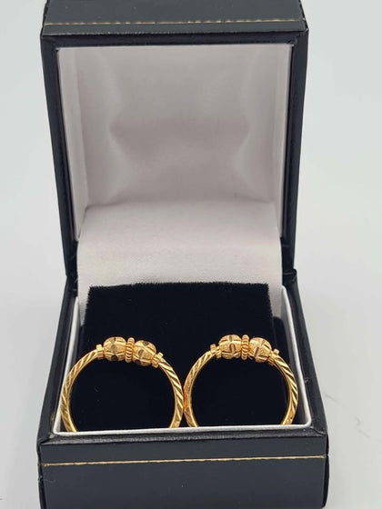 Pair Of 22ct Yellow Gold Hoop Bali Earrings - 2.56 Grams