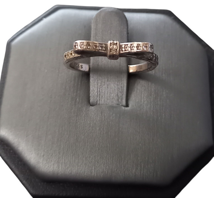 Pandora Sparkling Bow Ring-Size-L
