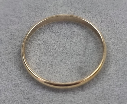 9ct Gold Band Size M1/2