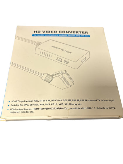 Scart To HDMI Converter with HDMI Cable Full HD 720P/1080P Switch Video Audio Black
