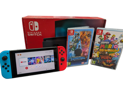 NINTENDO SWITCH CONSOLE BOXED WITH MINECRAFT LEGENDS & MARIO 3D WORLD PRESTON STORE