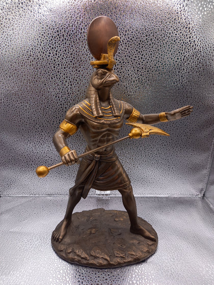 Egyptian Mythology God Horus Ra With Sun And Uraeus Disc Statue Heru