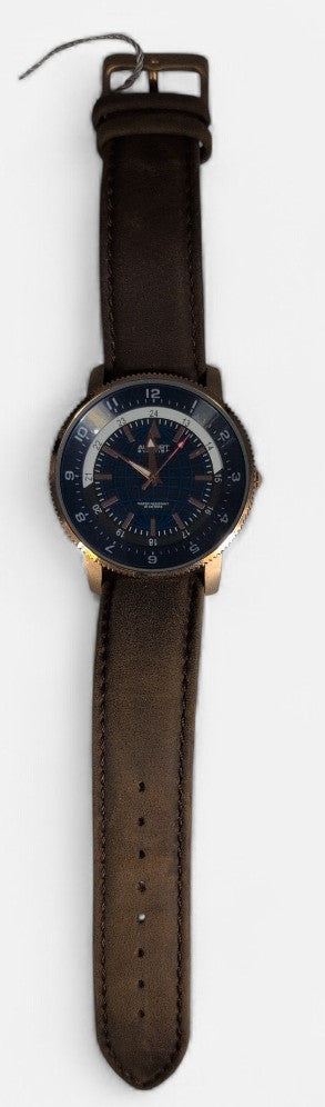 August Steiner Brown Leather Strap Watch
