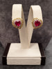 14ct Yellow Gold Heart Shape Earrings with Red & Clear Stones