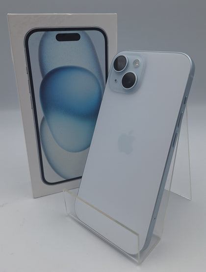 **LIKE NEW** Apple iPhone 15 128GB blue smartphone unlocked boxed (100% batt health)