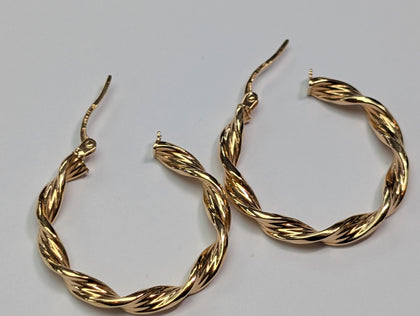 9ct gold twist hoop earrings