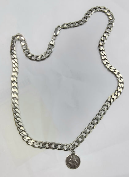 Silver Curb Chain With St Christopher 23