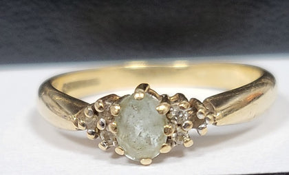 9ct Yellow gold Ring With 0.5ct Diamond Stones - 2.39G - Size P - Hallmarked