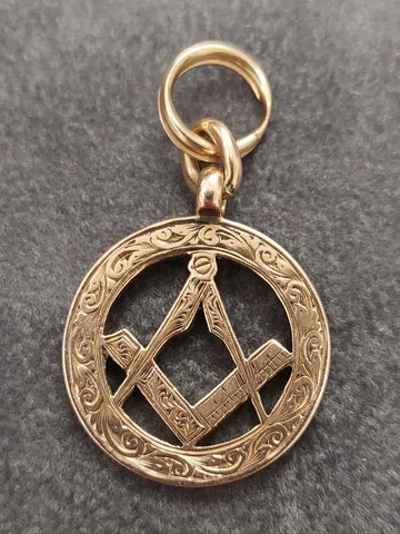Antique 9ct Solid Gold Masonic Pendant Fob Hallmarked 1914 Birmingham