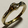 9ct Gold Diamond Bypass Band Ring - Size N