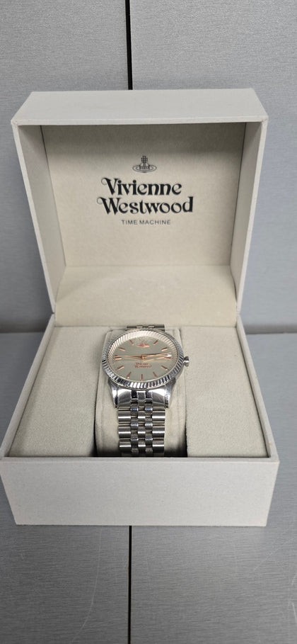Vivienne Westwood Ladies Silver and Rose Gold Detail Stainless Steel Bracelet Watch