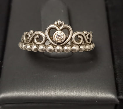 Pandora Princess Tiara Crown Ring Size-O