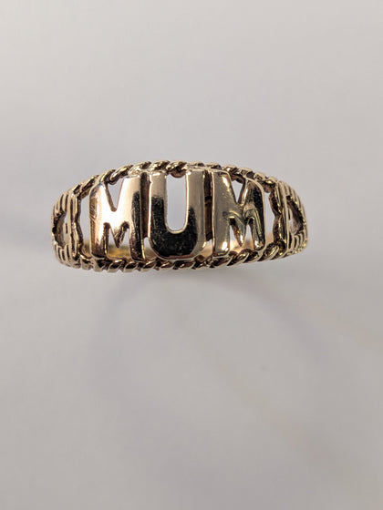 9ct Gold Mum Ring Size L