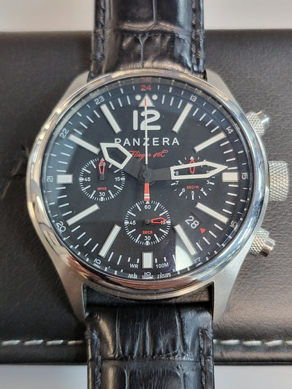 Panzera Flieger 46C Stainless Steel Pilots Chronograph Watch for Men