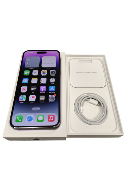 iPhone 14 Pro Max 128gb Deep Purple- Unlocked Boxed Battery Health 97%