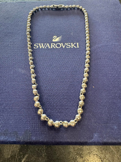 Genuine Swarovski Tennis Necklace, Rhodium Plated