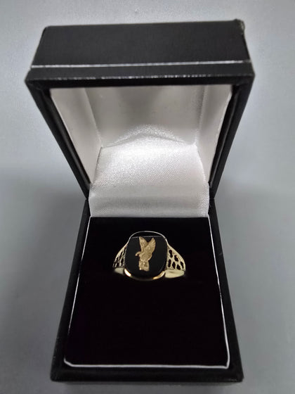 9ct Gold Ring with Black Plate 375 2.6G Size U