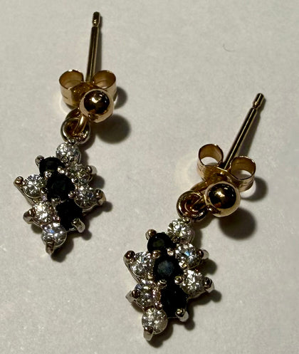 9CT Gold Earrings with Black Stones