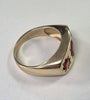 Red Stone 9ct Gold Ring - Size R 1/2