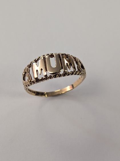9ct Gold Mum Ring Size L