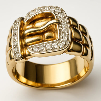 9ct gold buckle ring with diamond Size Y 1/2