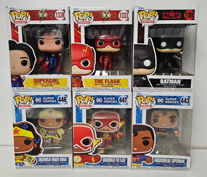 *Collection Only* Funko Pop DC Heroes 6 Pack. Batman, Superman, The Flash, Supergirl, Wonder Woman