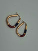 9ct Yellow Gold Blue and Red Enamel Hoop Creole Earrings - 5.09 Grams