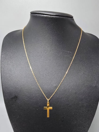 9ct Gold Necklace with Cross 375 2.1G 23cm in Length