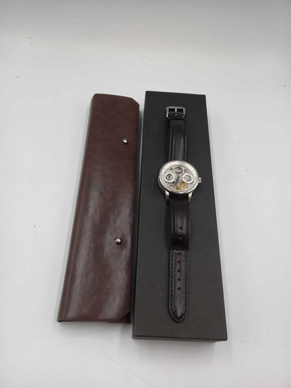 Ingersoll Jazz Automatic Watch 44mm Silver Moon Phase With Leather Strap Boxed