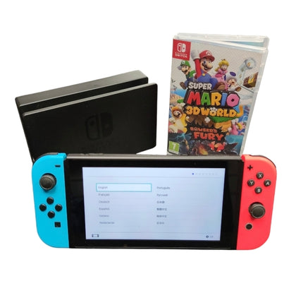 Nintendo Switch Neon w/Super Mario 3D World+Bowser's Fury**Unboxed**