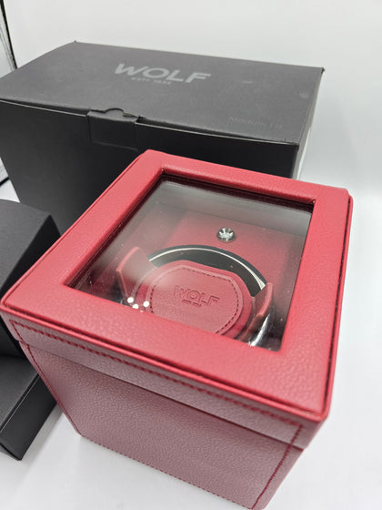 Wolf Cub Single Watch Winder with Glass Cover bordeaux