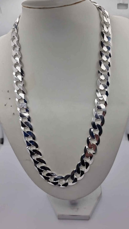 925 Sterling Silver Thick Curb Chain Necklace - 24