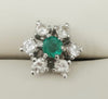 18ct White Gold Diamond & Emerald Vintage Flower Cluster Earrings