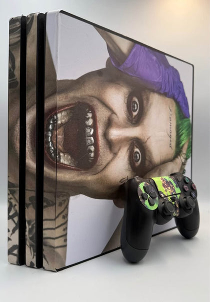 SONY PLAYSTATION 4 PRO, 1TB, JOKER AND HARLEY QUINN DECAL, GENERIC CONTROLLER, UNBOXED