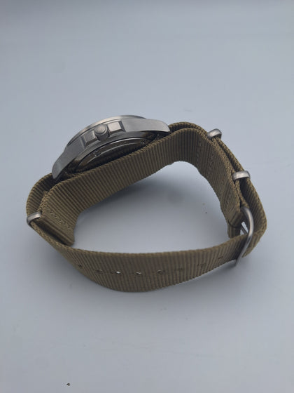 **limited edition** Citizen eco-drive AW0110-58X green stainless steel solar watch with khaki nato strap BOXED