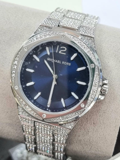 Michael Kors Lennox Pave Glitz Crystal Silver & Blue Watch MK6990.