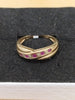 9k Red and Clear Stone Ring Size O