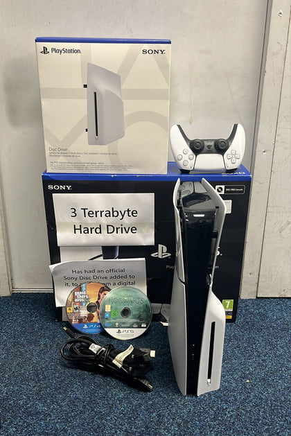 PlayStation 5 1TB Digital Console, 2TB Expansion Storage, Disc Drive & 2 Games (PS5)