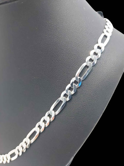 925 Sterling Silver 1-In-3 Figaro Chain Necklace - 20