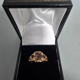 9CT Gold Ring With Purple Stone Size L 3.1G 375