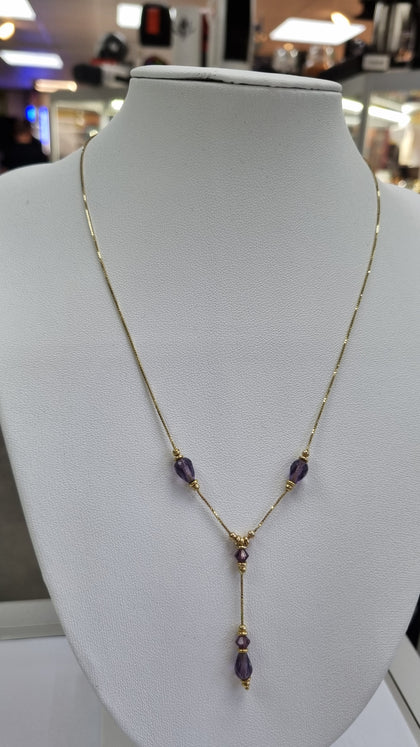 9ct gold amethyst chain 17