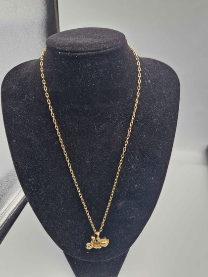 14ct Yellow Gold Link Chain Necklace With Vespa Moped Pendant - 12.15 Grams - 20