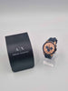 Armani Exchange Hampton Chronograph Rose Gold Dial Blue Silicone Strap Watch For Men - AX1730