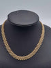 9ct Yellow Gold Choker Brick Link Choker Necklace With Lobster Clasp 1980s - 16" Long - 24.04 Grams