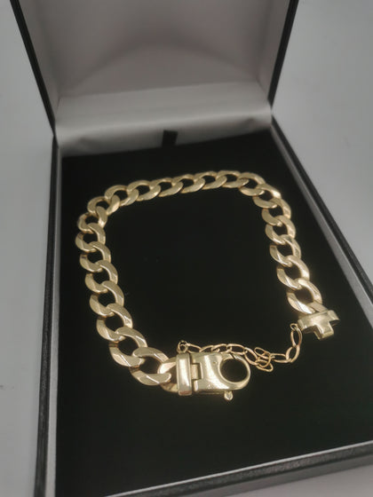 9K Solid Gold Curb Bracelet 47,17Grams, 375 Hallmarked, Length: 10