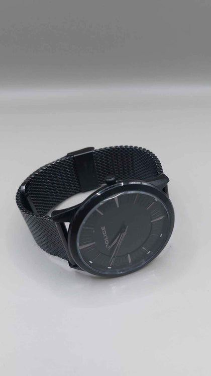 Police Mens Urban Rebel All Black Quartz Watch - Mesh Bracelet - Unboxed.