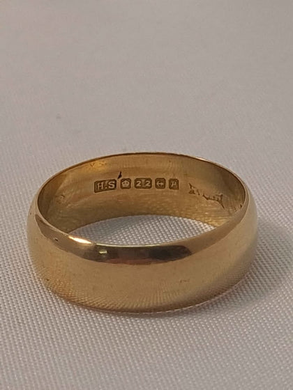 22ct Yellow Gold Wedding Band Ring - Size P - 6.55 Grams