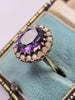 Antique 9ct Amethyst & Pearl Seed  Cluster Ring Size "O"
